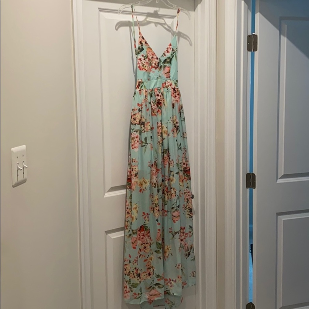 Mint and Floral Max Dress